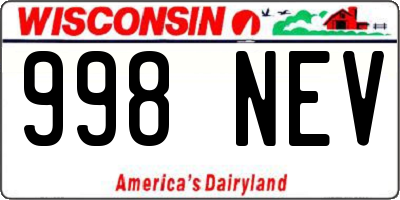 WI license plate 998NEV