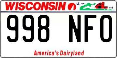 WI license plate 998NFO