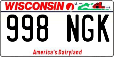 WI license plate 998NGK