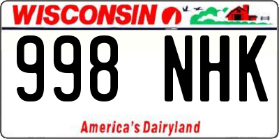 WI license plate 998NHK