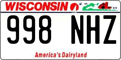 WI license plate 998NHZ