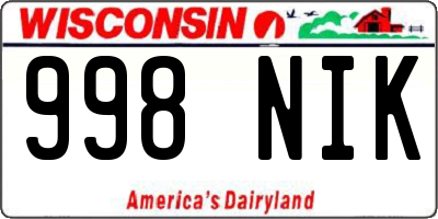 WI license plate 998NIK