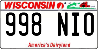 WI license plate 998NIO