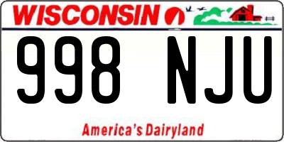 WI license plate 998NJU
