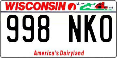 WI license plate 998NKO