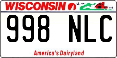 WI license plate 998NLC