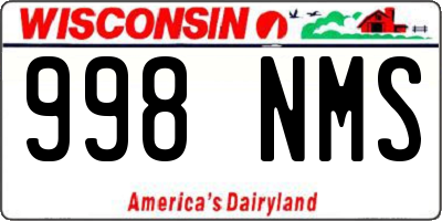 WI license plate 998NMS