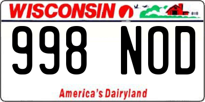 WI license plate 998NOD