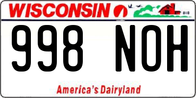 WI license plate 998NOH