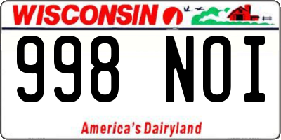 WI license plate 998NOI