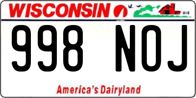 WI license plate 998NOJ