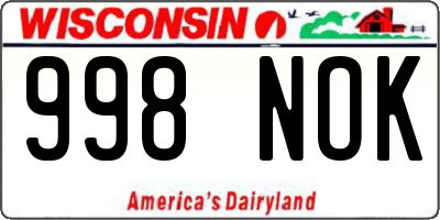 WI license plate 998NOK