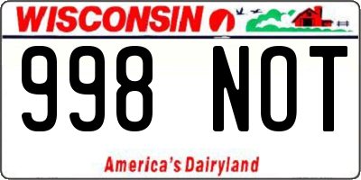 WI license plate 998NOT