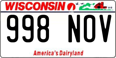 WI license plate 998NOV