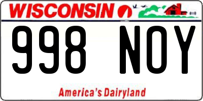 WI license plate 998NOY