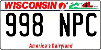 WI license plate 998NPC