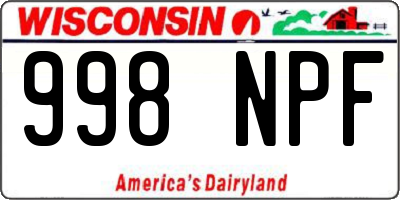 WI license plate 998NPF