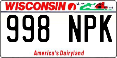 WI license plate 998NPK
