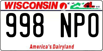 WI license plate 998NPO