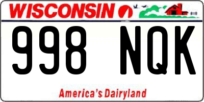 WI license plate 998NQK