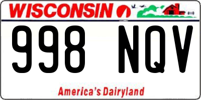 WI license plate 998NQV
