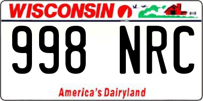 WI license plate 998NRC