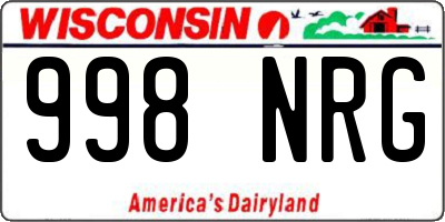 WI license plate 998NRG