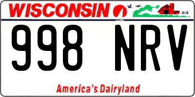 WI license plate 998NRV