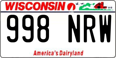 WI license plate 998NRW