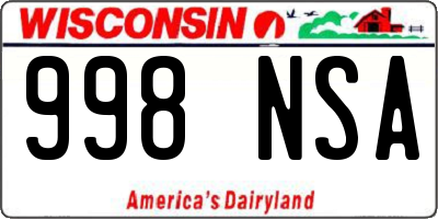 WI license plate 998NSA