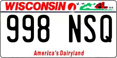 WI license plate 998NSQ