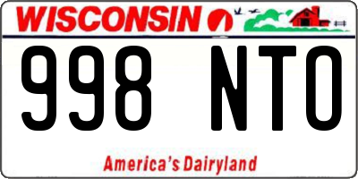 WI license plate 998NTO