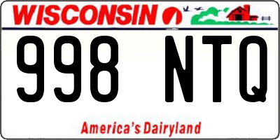 WI license plate 998NTQ