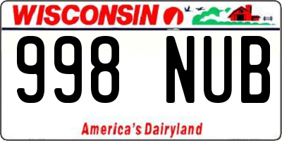 WI license plate 998NUB