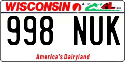 WI license plate 998NUK