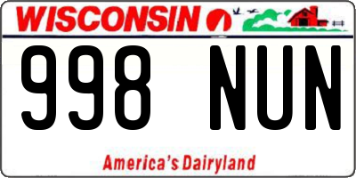 WI license plate 998NUN