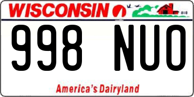 WI license plate 998NUO