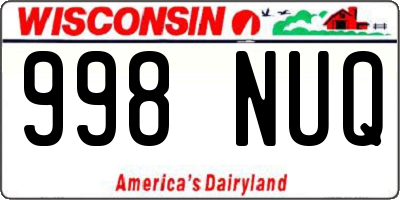 WI license plate 998NUQ