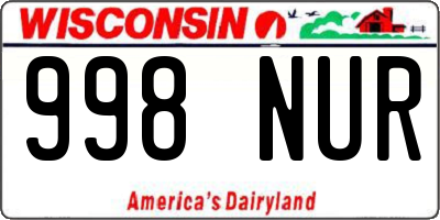 WI license plate 998NUR