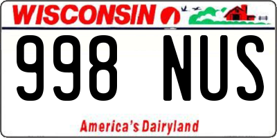 WI license plate 998NUS
