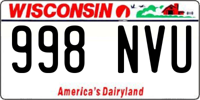 WI license plate 998NVU