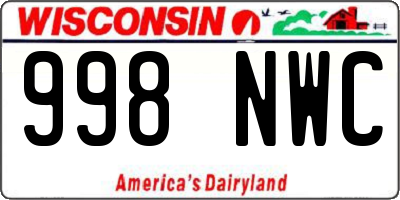 WI license plate 998NWC
