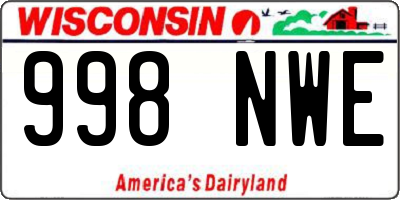 WI license plate 998NWE