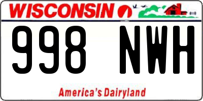 WI license plate 998NWH