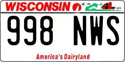 WI license plate 998NWS