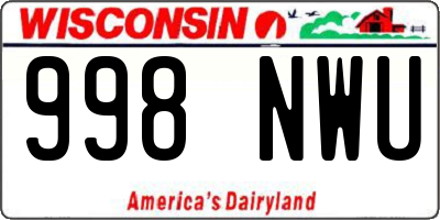WI license plate 998NWU