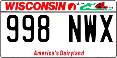 WI license plate 998NWX