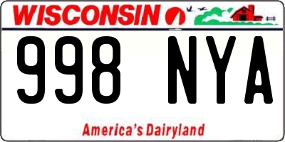 WI license plate 998NYA