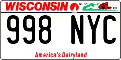 WI license plate 998NYC