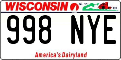 WI license plate 998NYE
